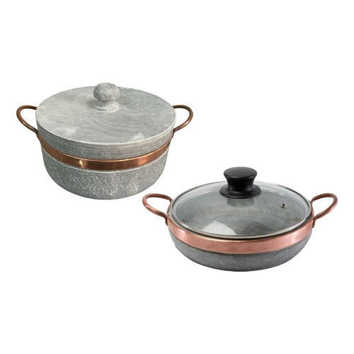 KIT PANELA + FRIGIDEIRA DE PEDRA SABÃO