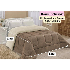 Coberdrom Edredom Casal Queen - 2,40 x 2,20m Dupla Face - Várias Cores