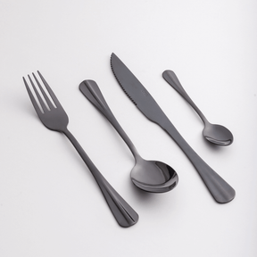 Faqueiro 24 Peças de Aço Inox Positano Preto Ônix