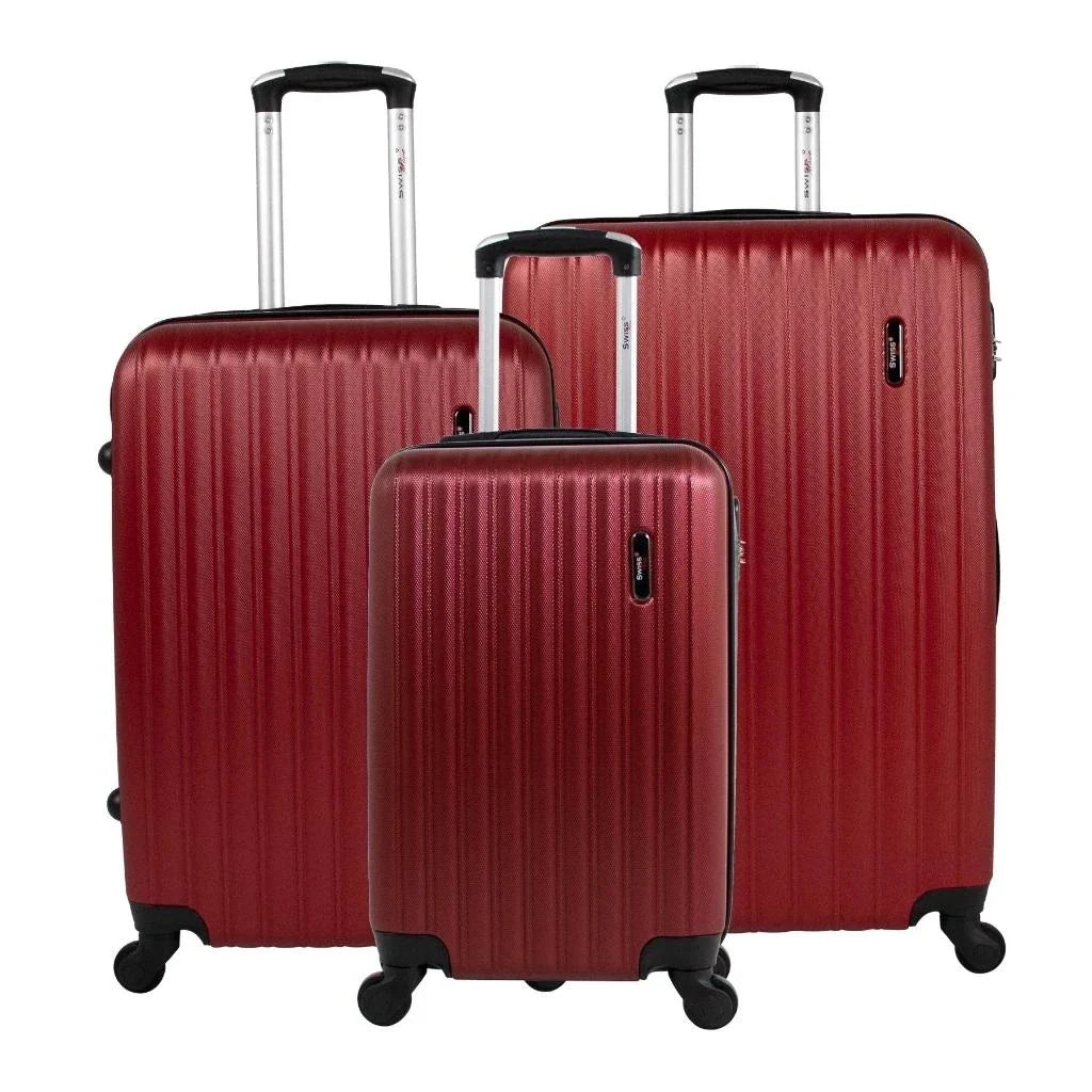 Kit mala de viagem ABS pequena 10kg, média e grande 4 rodas 360º Londres Swiss Move