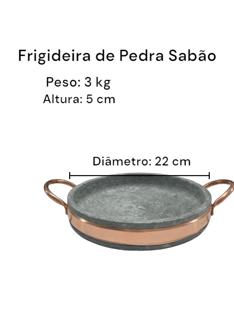 Frigideira Gourmet de Pedra Sabão 22 cm com tampa