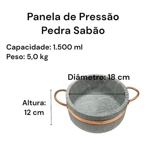 Panela de Pressão Pedra Sabão 1500 ml