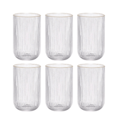 Jogo 6 Copos Cameratta em Vidro com Borda Dourada 425ml