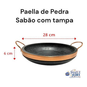 Frigideira Paella de Pedra Sabão 28 Cm Com Tampa